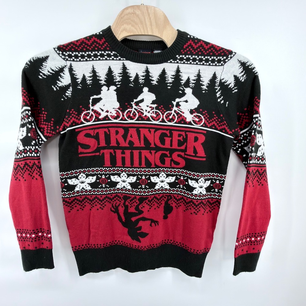 Stranger Things Ugly Christmas Sweater Demogorgon Upside Down Netflix Mens SZ M